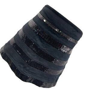 EXPRESS! ADORABLE BLACK ON BLACK SEQUINNED/STRIPED STRETCH MINI SKIRT! SZ 10